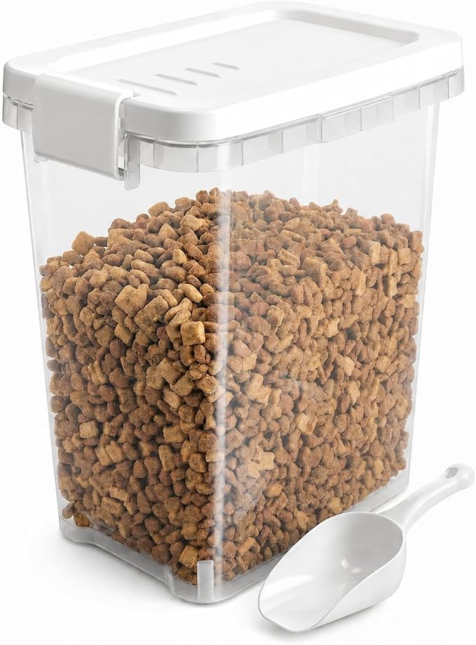 5-10 Lbs Airtight Cat Dog Food Storage Container, 8QT Compact Pet Food Bin