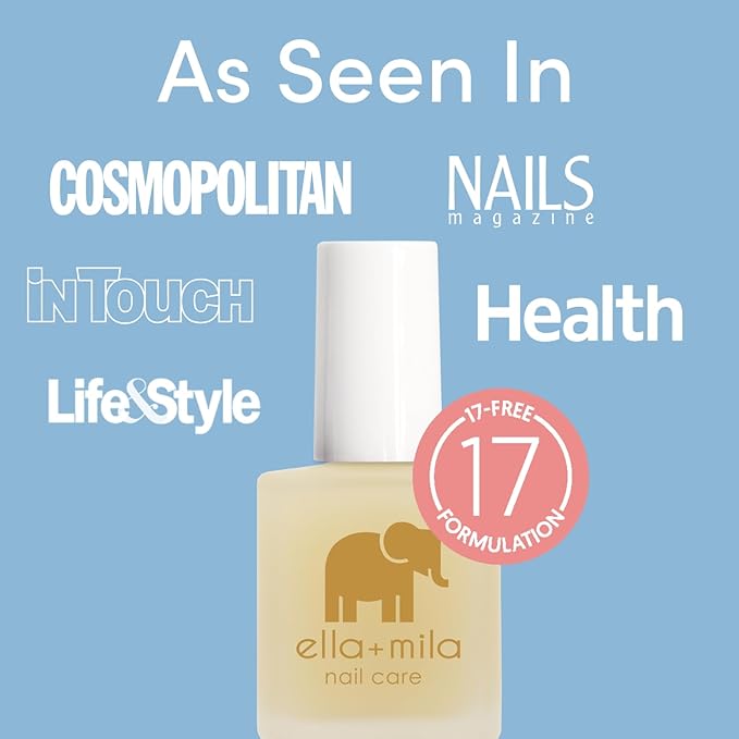 ella+mila Ridge Filler Base Coat Nail Polish - Smoothing Nail Treatment and Long-lasting Ridge Filler - Nourishing Clear Polish for Natural Fingernails (0.45 fl oz)