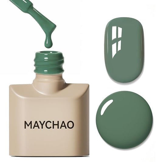 MAYCHAO 15ML Sage Green Gel Nail Polish 1Pc Green Gel Polish Soak Off UV LED Nail Polish Nail Art Starter Manicure Salon DIY at Home, 0.5 OZ