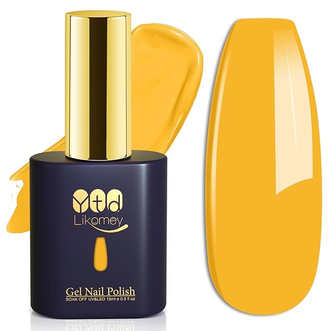 YTD Likomey Lemon Yellow Gel Nail Polish,15ml Salon Home DIY Manicure and Pedicure Mustard Yellow Fall Winter UV Color Varnish,CS014