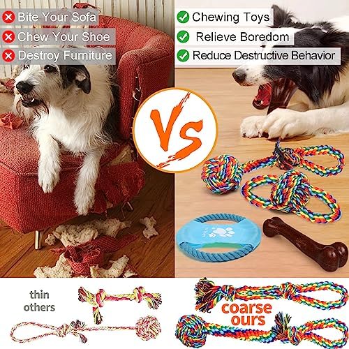 13PCS Large Dog Toys for Aggressive Chewers, Teeth Cleaning Chew Rope Toys