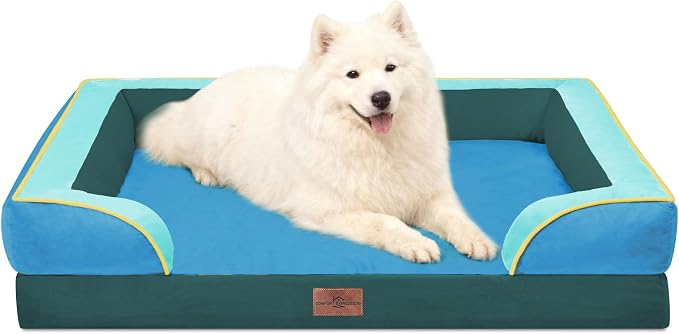 Comfort Expression Orthopedic Dog Beds for Large Sized Dog with Bolster | Waterproof Dog Couch Bed with Washable Cover & Non-Slip Bottom, Supportive Egg Crate Foam Large Pet Bed, 36x27 Inch