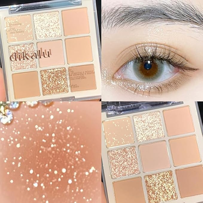 Kayswang 9 Colors Glitter Eyeshadow Makeup Palette, Eye Shadow Powder，Matte High Pigmented Colorful,Creamy Texture, Long LastingEyeshadow Powder Cosmetics,Natural Waterproof (03#)
