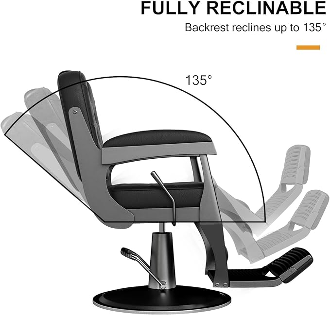 Artist hand Barber Chair, Retro Reclining Salon Chair, Barber Chairs for Barbershop, All-Purpose Vintage Chairs with Heavy-Duty Frame, Headrest