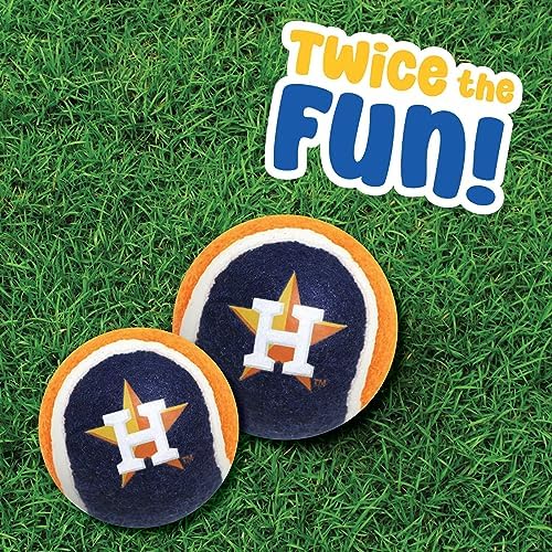Pets First MLB Houston Astros Tennis Balls for Dogs & Cats - 2 Piece Set with Team Logo in Vibrant Team Color