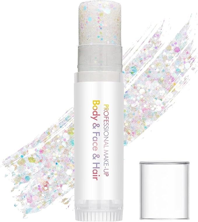 Body Glitter Stick,Sparkling Neon Outfit Party Holographic Sequins Paint Mardi Gras Accessories Face and Body Glitter Gel Makeup. (Rainbow)