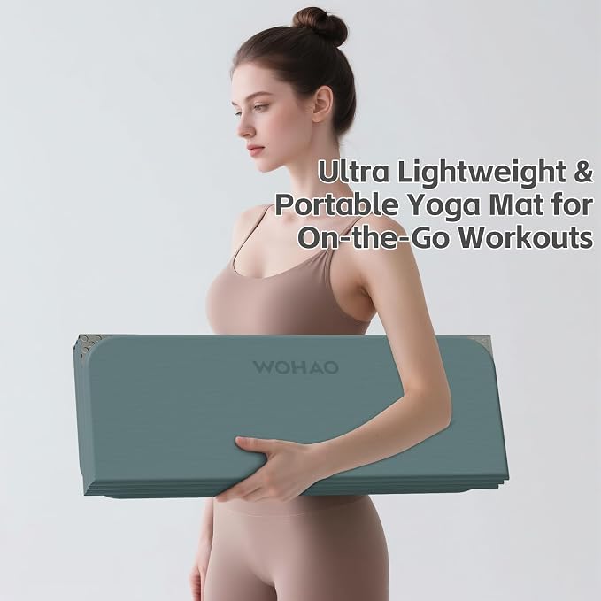 7-Fold Yoga Mat 70"x24" - 1/2 Inch Thick Folding Exercise Mat, Compact Non-Slip TPE Mat for Travel, Storage, Yoga & Home Gym, Lightweight & Portable