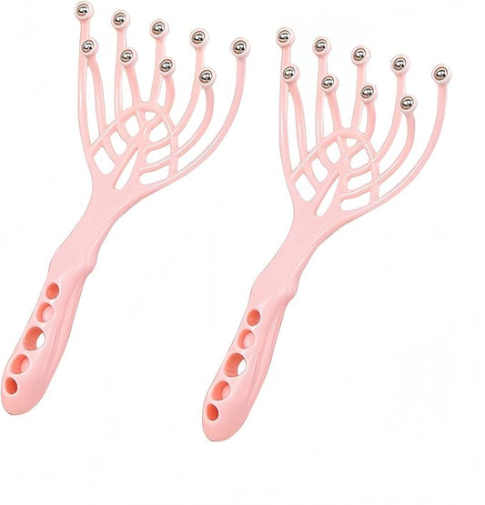 GSHOW 9-Finger Scalp Massager, Handheld Manual Head Scratcher with 360° Rotating Steel Beads, Waterproof Massage Tool for Hair Care, Itch Relief & Relaxation