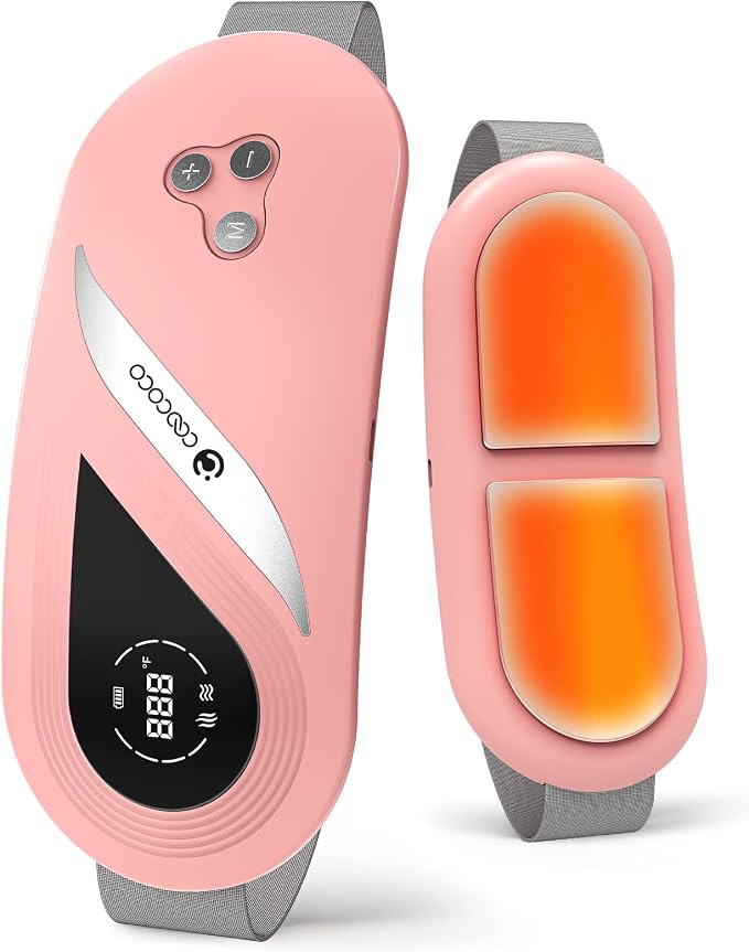 CooCoCo FSA Eligible Portable Heating Pad for Period Cramps, HSA Approved Cordless Menstrual Heating Belt with 4000mAh Battery, 2X Larger Heat Area, Vibration Period Massager, Gifts for Women Girls