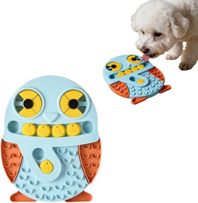 Slow Feeder Dog Bowl & Lick Mat, Interactive Puzzle Toy (Blue)