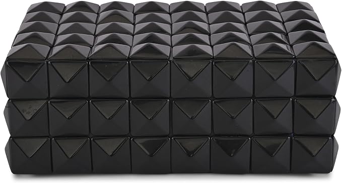 Perilla Home Large Decorative Storage Box – 8" x 5" x 3" – Black MDF with Madison Black Resin Finish – Wooden Keepsake Chest for Blankets, Crafts & Home Organization
