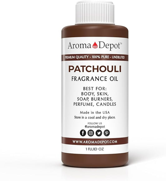 Aroma Depot Patchouli 1 oz. Fragrance Oil I Perfume I Skin Oil I Scented Oil. DIY Projects such as Candles, Bath Bombs, Body Butters, Creams & Lotions. Few Drops in The Diffuser, Burners, or Warmers.