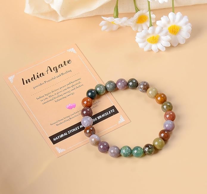 AD Beads Handmade Gemstone Stretch Elastic Bracelet Crystal Healing Reiki Nature's Beauty and Spiritual Essence Unisex