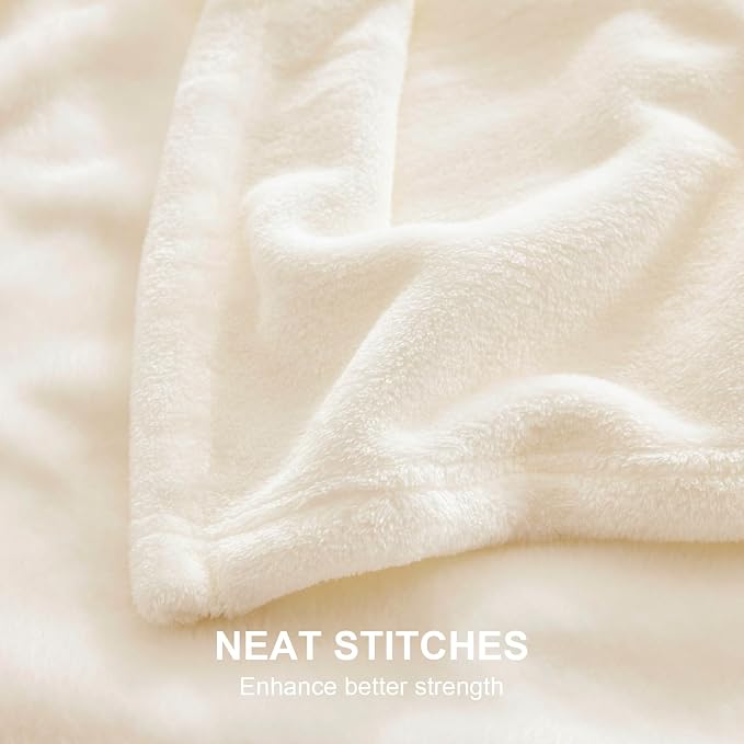 Hansleep Throw XL Beige Fleece Blanket, Soft Flannel Bed Blanket | Fuzzy Cozy Blanket 50x70 Inches, Multi-use for Bed, Sofa, Couch, Travel, Camping, All Season Warm Lightweight Cover