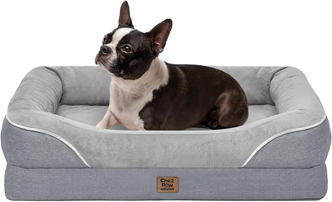Orthopedic Waterproof Dog Bed for Medium and Large Dogs | Egg Crate Foam, 4-Sided Bolster Support, Waterproof Liner, Non-Slip Bottom, Removable Bolster Cover, 36 x 27 Inch