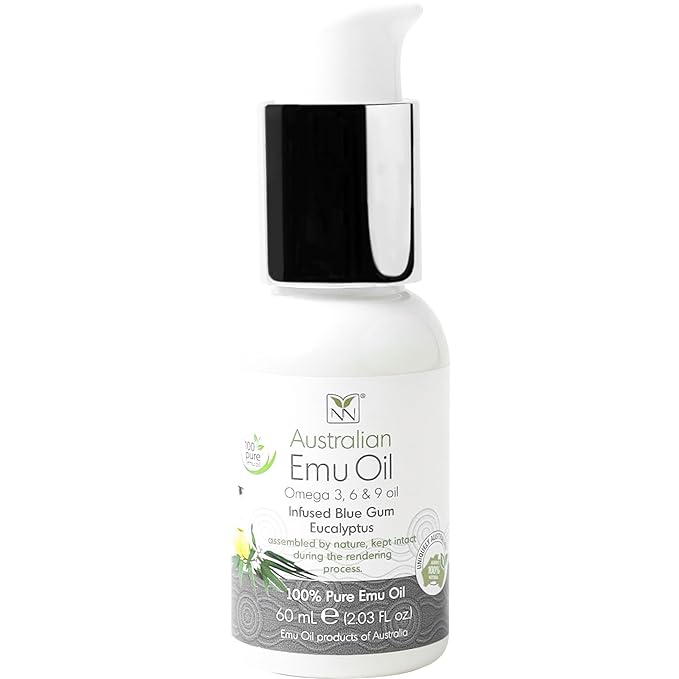 Y Not Natural Pure Emu Oil - Organic Moisture for Face, Body, Hair, Scalp & Nails - Rich in Omega 3-6-9, Vitamins & Essential Minerals - Australian Emu Oil (60ml) 2.03 fl oz - Blue Gum Eucalyptus