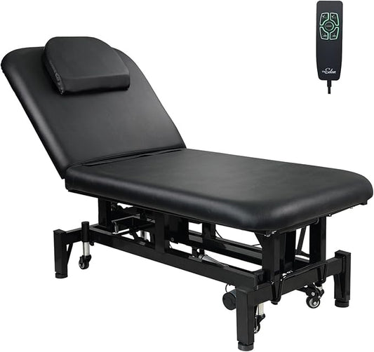OmySalon 2 Motors Electric Lift Massage Table, Heavy Duty Treatment Bed, Adjustable Height & Backrest Facial Bed for Professional Physical Therapy, Medical Spa, Esthetician, Treatment, Salon (Black)