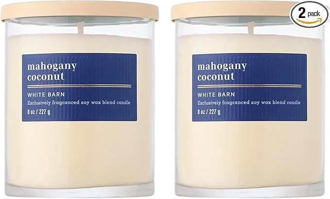 Bath & Body Works Single Wick Candle, Mahogany Coconut Candle, Long-Lasting Burn Up to 45 Hours, Exclusively Fragranced Soy Wax Blend, 8 oz - 2 Pack