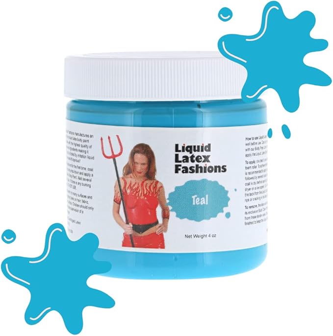 Teal 4 Oz - Liquid Latex Body Paint, Ammonia Free No Odor, Easy On and Off, Cosplay Makeup, Creates Professional Monster, Zombie Arts