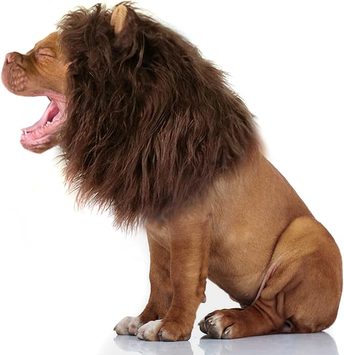 Lion Mane Wig for Dogs with Ears, Funny Pet Costumes for Halloween Christmas