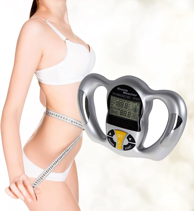 Digital Body Fat Analyzer, Electronic BMI Handheld Body Fat Monitor with LCD Display Body Fat Measuring Instrument BMI Meter Portable Multi-Function Health Monitor for Personal Health