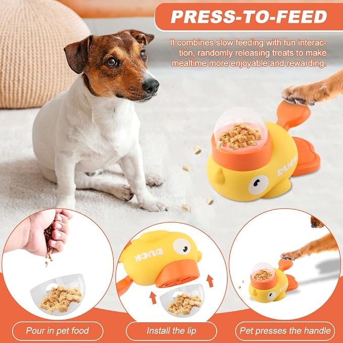 Duck Treat Dispenser – Interactive Slow Feeder Puzzle Bowl for Dogs/Cats