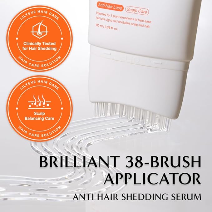 lilyeve GROWTURN Hair Growth Serum with Built-in Brush, Heartleaf-Derived Exosomes to Revitalize Hair, Hair Thickening, Hair Growth Accelerator - Korean Hair Care, 3.38 fl. oz. (Pack of 2)