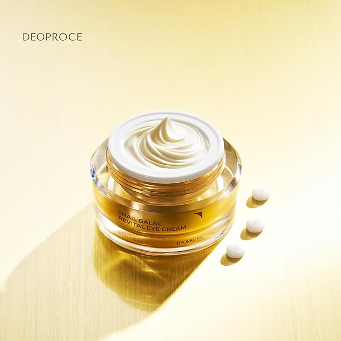 Deoproce Snail Galac Revital Eye Cream, Hydrating & Smoothing Under Eye Cream with Snail Secretion Filtrate & Galactomyces, Korean Skincare, 30g