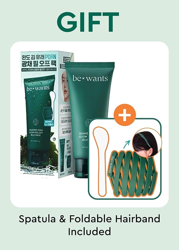 bewants Seaweed PDRN Glow Peel Off Jelly Mask – Includes Spatula & Headband | Pore Minimizing Peel Off Face Mask | Soothing PDRN Skincare & Vegan Skincare for Korean Glass Skin, 3.38 fl oz
