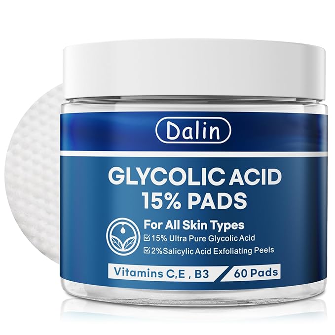 Glycolic Acid Resurfacing Pads, 15% Ultra Pure Glycolic Acid & 2% Salicylic Acid Exfoliating Peel for Face, Keeps Skin Smooth and Prevents Wrinkles and Lines, Radiant Skin Renewal - 60 Pads