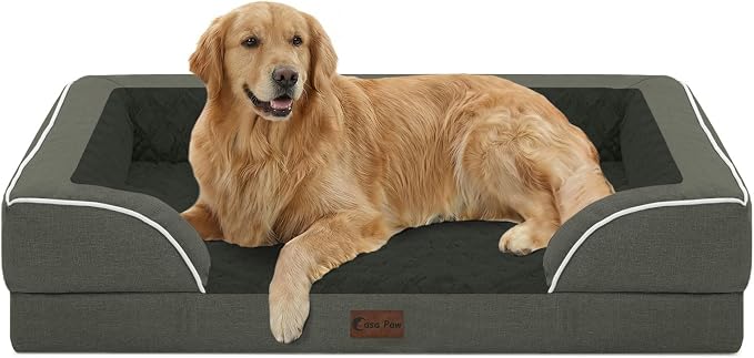Orthopedic Dog Bed for Extra Large Dogs, 42x30in, Dark Green | Orthopedic Foam Relieves Joint Pressure, Bolsters Supports Head And Neck, Washable Cover, Non-Slip Bottom
