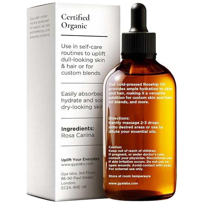 Seabuckthorn Oil for Skin (1.69 fl oz) & Rosehip Oil for Face (1 fl oz) Set - Aromatherapy Grade Essential Oils Set - Gya Labs