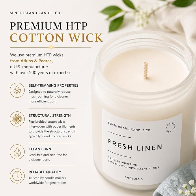 Fresh Linen Scented Candle for Home Scented 50+ Hrs Long Lasting100% Natural Soy Wax Clean Linen | Candle Gifts for Women Men Highly Scented House Warming Gifts