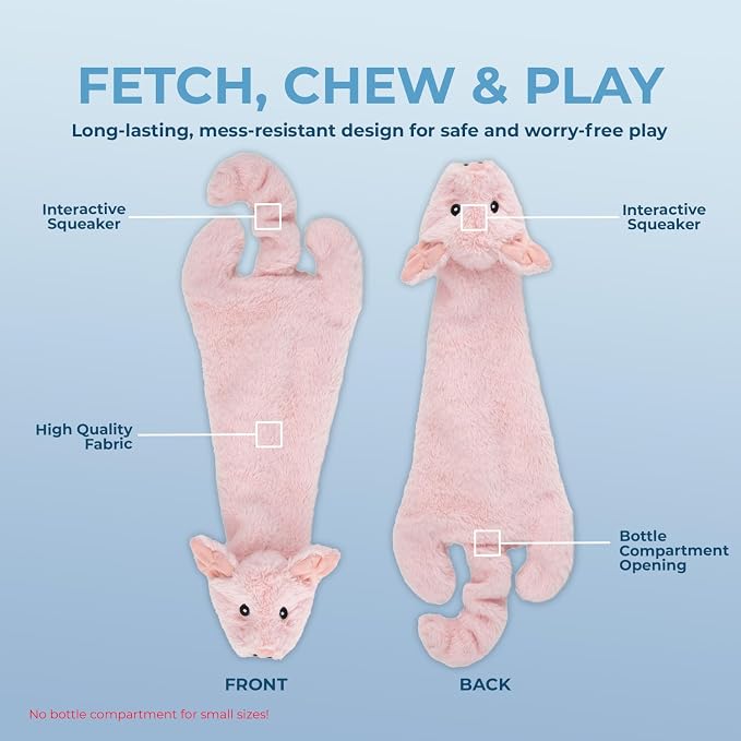 Best Pet Supplies 2-in-1 Stuffless Squeaky Dog Toy - Pig, Small | No-Stuffing, 2 Built-in Squeaker, No Mess, Soft, Interactive Indoor & Outdoor Play, Lightweight, Perfect for Moderate Chewer