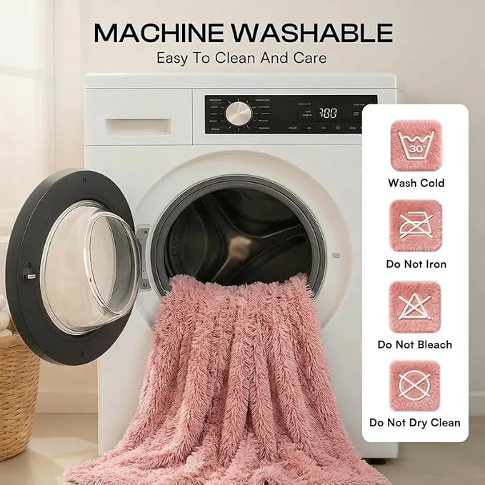 Pink Fluffy Long Faux Fur Pet Throw Blankets for Dogs Waterproof Pet Blanket for Puppy Cats Couch Protector Mat Love Bed Cover Washable(Pink,S)