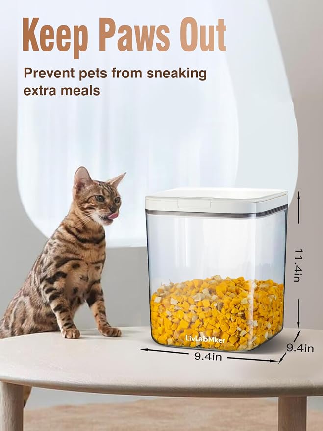 LivLab Mker 15 lb Airtight Pet Food Storage Container, 11 L, White