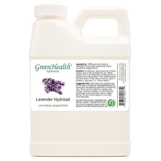 GreenHealth Hydrosol (Floral Water) - 16 fl oz Plastic Jug w/Cap - 100% Pure (NOT Oil) (Lavender)