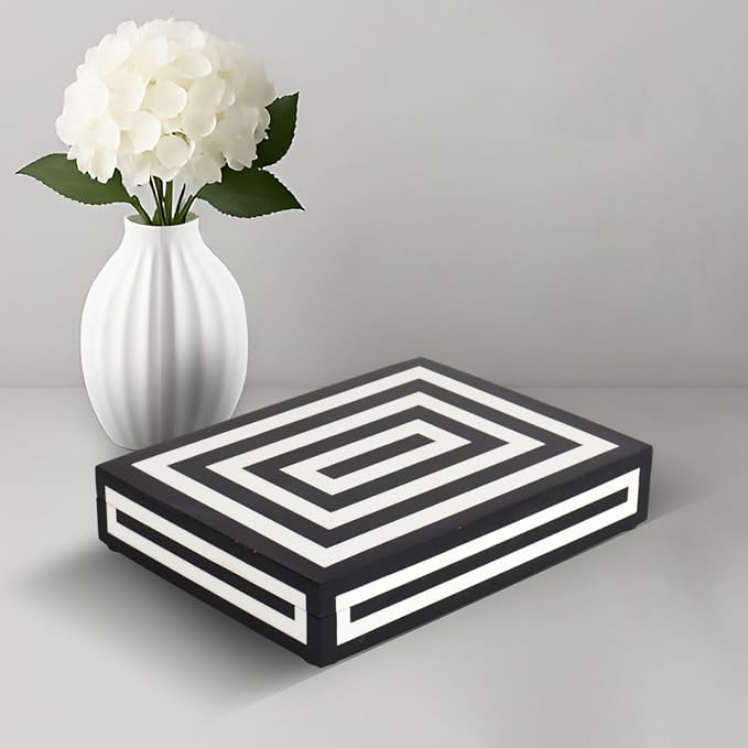 Handicrafts Home Decorative Storage Box 10x6 – Remote Organizer Box with Lid, Modern Decorative Keepsake Box, Boho Shelf Décor, Memory Box for Photos or Letters, Decorative Box for Table Décor