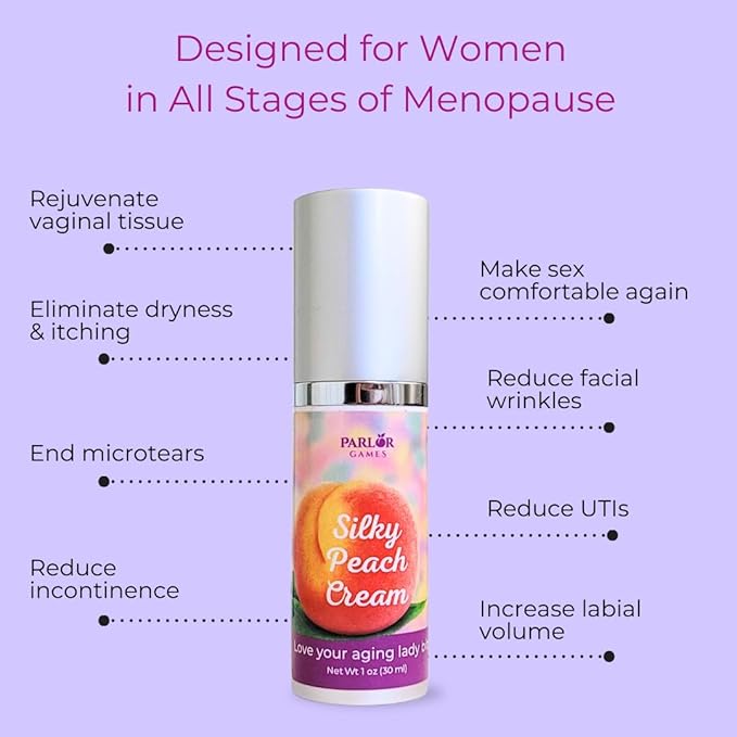 Silky Peach Cream by Parlor Games – Bioidentical Estriol Cream for Women – Menopause Relief for Vaginal Dryness & Vulva Itch – 30ml Bottle (2 Month Supply)