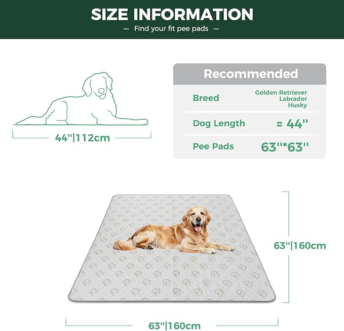 FXW Washable Pee Pads for Dogs, Super Absorbent, 63" Square, 2 Packs | Machine washable, Non-slip backing, Fits 24"H 8-Panel FXW Rollick/Homeplus Playpens