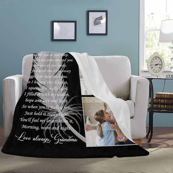 Custom Memorial Blanket with Photo - Sympathy Gift for Loss of Loved One