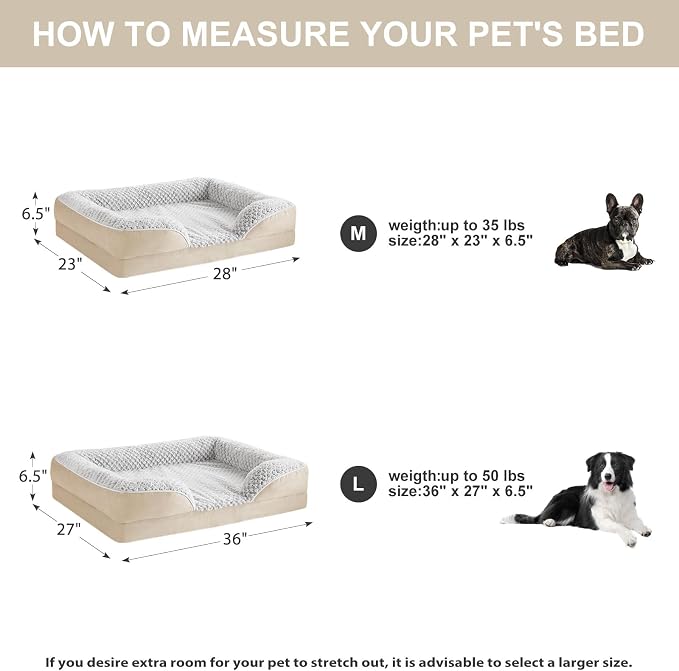 LEXTRO Orthopedic Dog Beds for Large Dogs, Comfy Washable Dog Couch Bed | Comfy Sleeping Dog Bed with Egg Crate Foam, Dog Sofa with Removable Cover, Waterproof Lining&Non-Slip Bottom, Gray