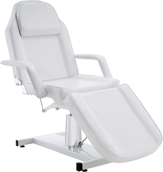 BarberPub Hydraulic Massage Bed Height Adjustable Tattoo SPA Chair Multi-Functional Facial Table Beauty Equipment for Salon 2753 (White)