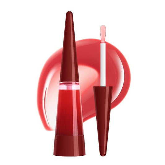 Lip Plumper, Extreme Plumping Lip Fuller, Hydrating and Transparent Lips Balm, Volumizing formula, Youthful Fuller Gloss, Smoother Lips and High Glossy, Non-Sticky - Red, 0.21 Fl Oz