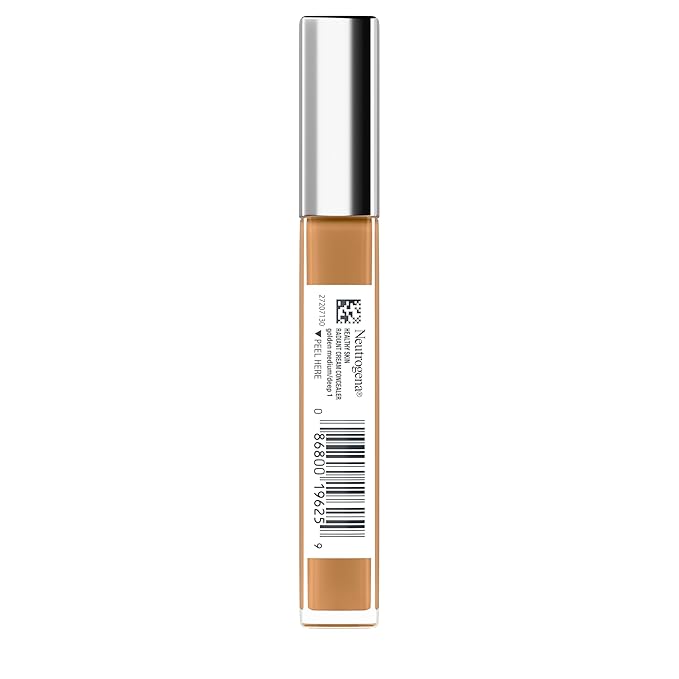 Neutrogena Healthy Skin Radiant Brightening Cream with Peptides & Vitamin E Antioxidant, Lightweight Perfecting Concealer Cream, Non-Comedogenic, Golden Medium/Deep 01 with warm undertones, 0.24 oz