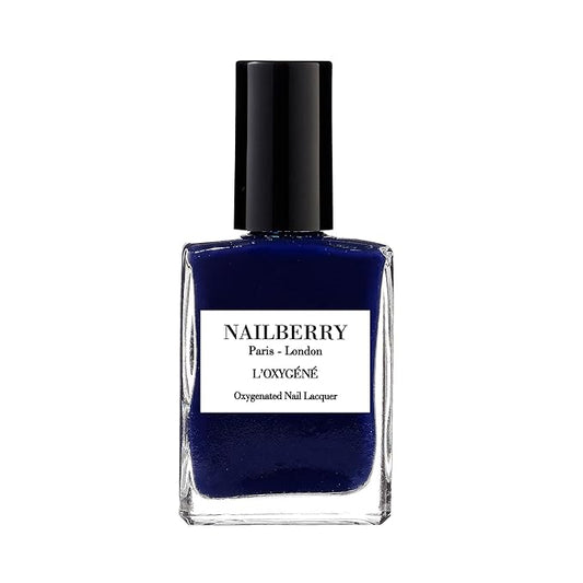 Nailberry L'Oxygéné Oxygenated Nail Lacquer | Number 69 | Dark Blue With A Hint of Gray Opaque | UV Protected Long-Wear Nail Polish | 12-Free | Vegan | Certified Halal | Cruelty & Gluten Free | 15 ml