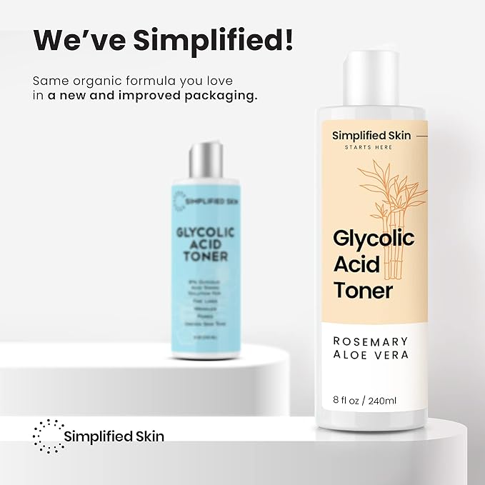 Glycolic Acid Toner for Face - 8% Facial Toning Solution - Hydrating, Anti-Aging, Exfoliates Skin with AHA, Aloe Vera, & Rosemary Extract for Women & Men - 8 Fl Oz (Pack of 2)
