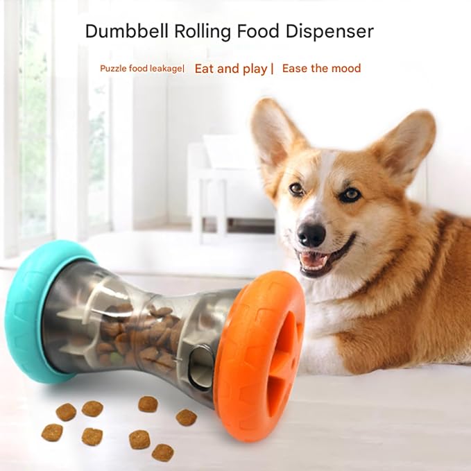 Dog Puzzle Toys for Boredom, 5.9in Bite Resistant ABS Treat Dispensing Ball Toy, Interactive Food Dispenser Slow Feeder with Mechanical Rolling Bell for Pet Training