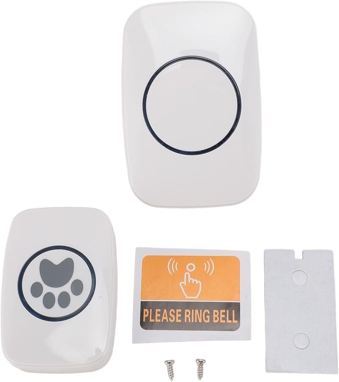 Wireless Dog Doorbell, Portable Smart Pet Doorbell with Intelligent Sensing Transmitter and Receiver for Dog Training and Home Use, Black (US Plug)
