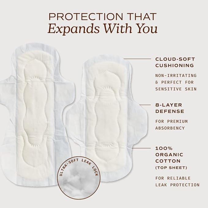 August Regular & Super Organic Pads for Women, 36 (18+18) Ultra Thin Pads with Wings, Hypoallergenic Sanitary Napkins with Organic Cotton Topsheet, Compostable Wrapper, Non-Toxic, Fragrance-Free